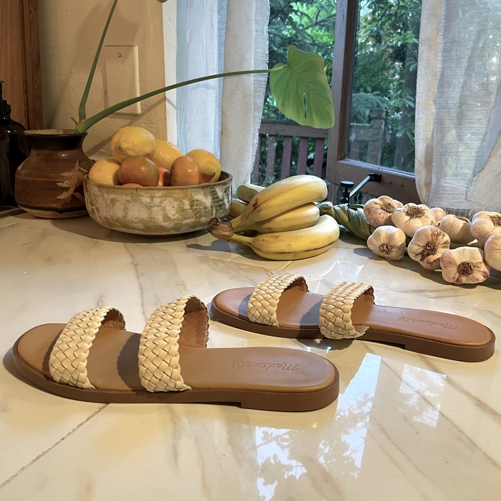 Madewell: teagan slide sandal in white leather